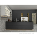 Complete PVC Lacquer Island Black Shaker Kitchen Cabinet